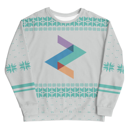Knitted-Print White Unisex Sweatshirt