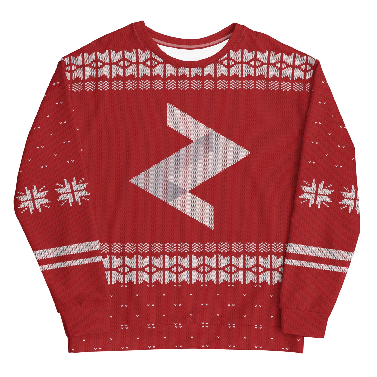 Knitted-Print Red Unisex Sweatshirt