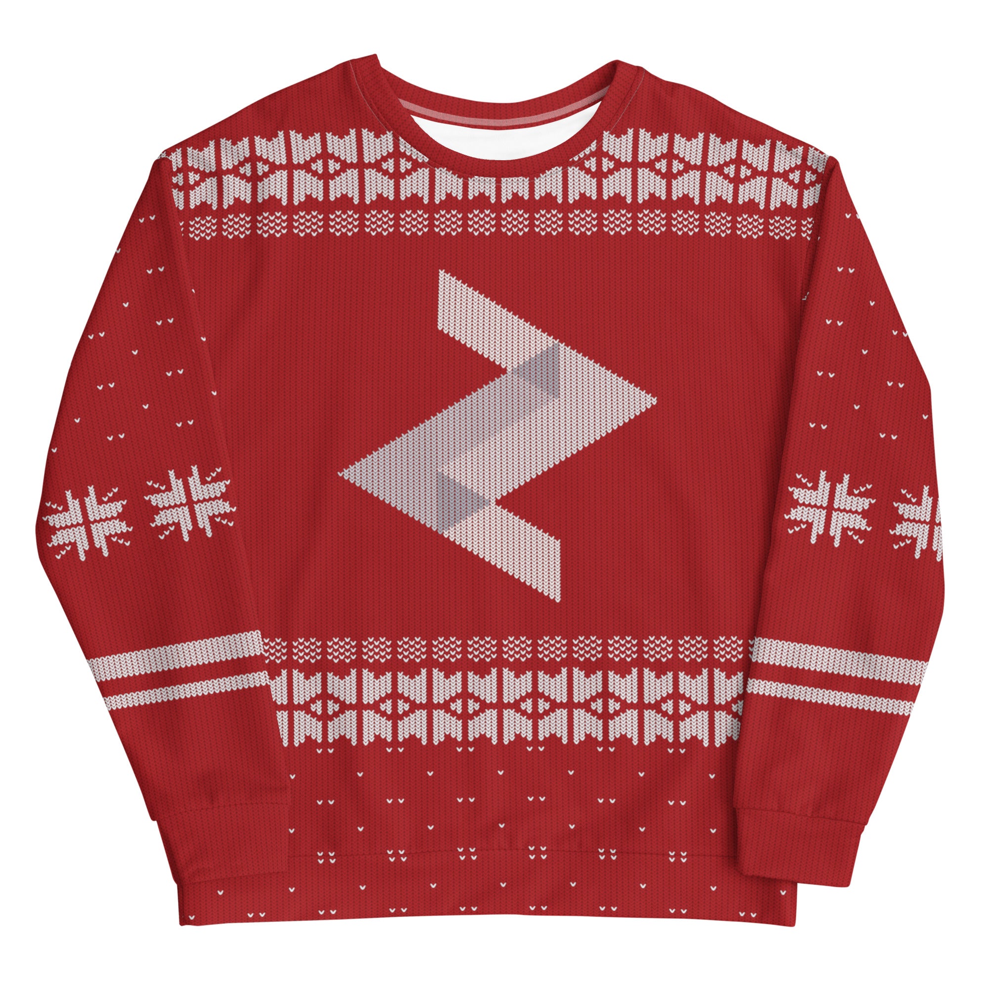 Knitted-Print Holiday Crewneck - Red
